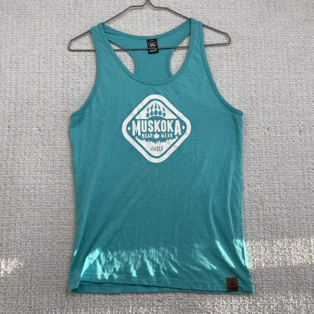 Muskoka Bear Wear Women’s XS Sleeveless Tank Top Blue Cottage Core Canada Made